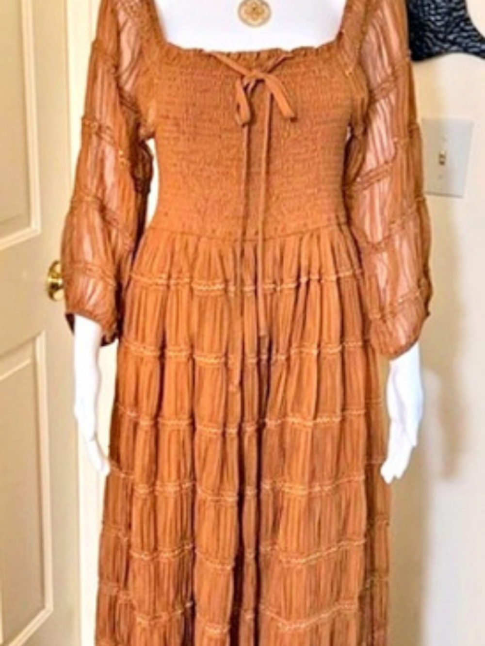 Indie Blue Pippa Maxi Brown Dress Size Large NWT